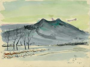 相原求一朗 《北海道旅行スケッチ 駒ヶ岳の朝》 1951年