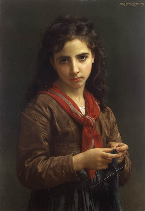 ウィリアム・アドルフ・ブーグロー　《編み物をする少女》　1874年