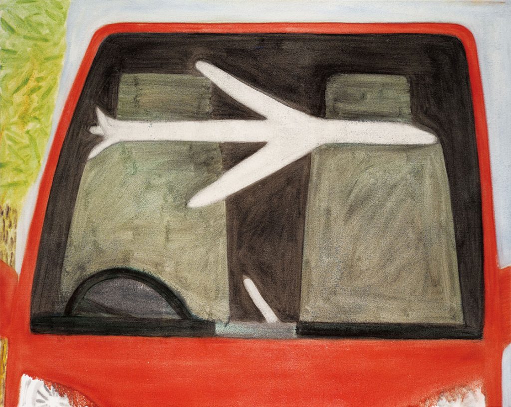 《windscreen (airplane)》 油彩，綿布 73.0 × 91.0 cm 2022 photo: Shu Nakagawa