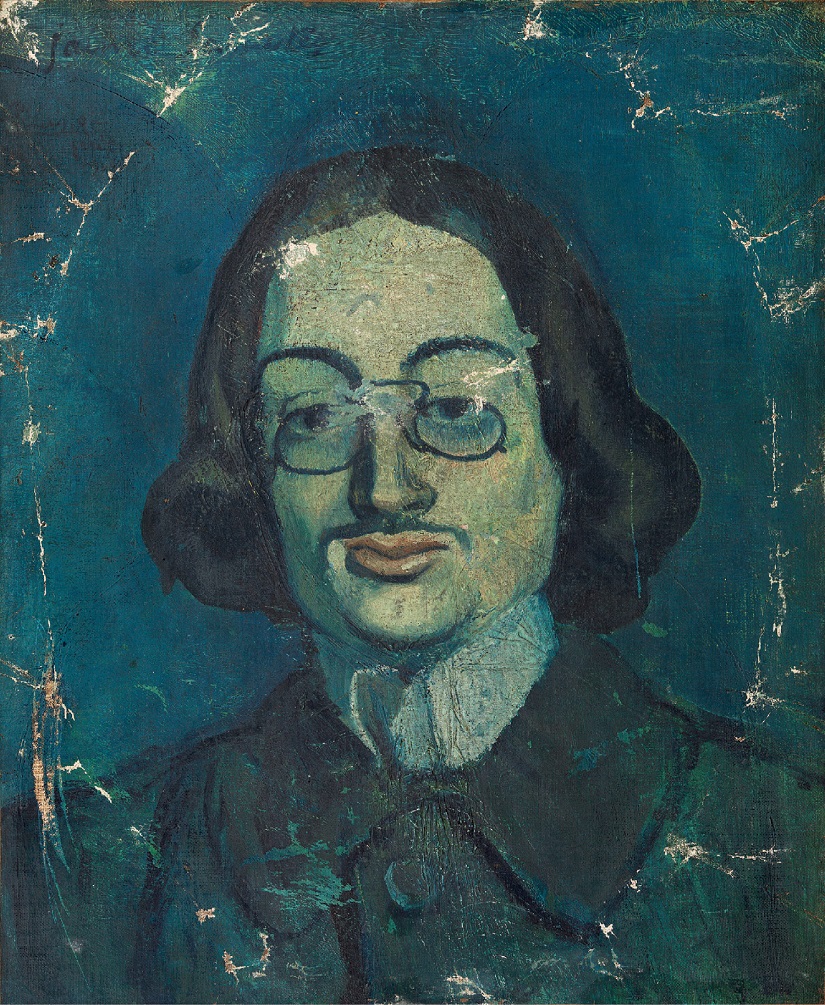 図3  《鼻眼鏡をかけたサバルテスの肖像》  1901年  油彩/カンヴァス  バルセロナ・ピカソ美術館  ©2022-Succession Pablo Picasso-BCF (JAPAN)