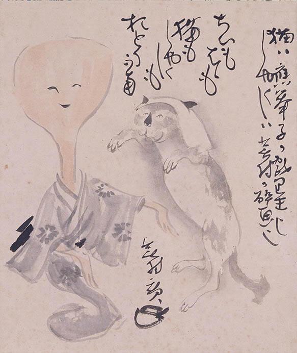 与謝蕪村・円山応挙合作《猫杓子図》1幅　江戸時代　海の見える杜美術館