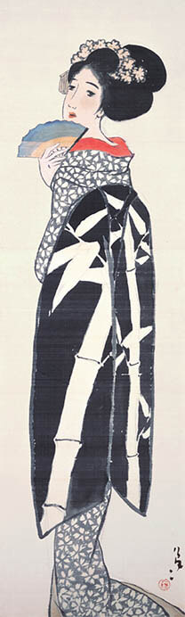 《舞妓舞扇》1917（大正6）年 絹本・彩色