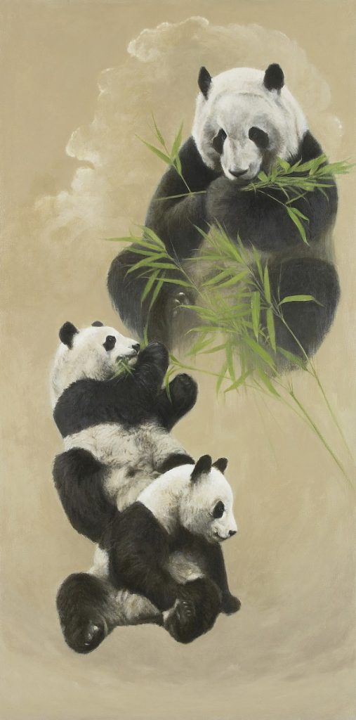 「穹　―母子熊猫図―」130×65Ｃｍ