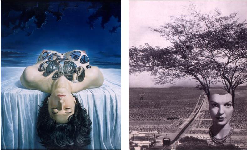 画像：藤野一友《抽象的な籠》1964年　岡上淑子《新たなる季節》1955年　高知県立美術館蔵