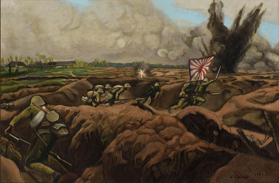 小島善太郎《軍旗先進の図》1939年 油彩