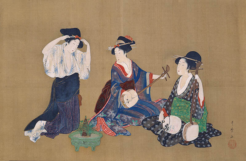 喜多川歌麿《三美人図》　江戸時代　海の見える杜美術館