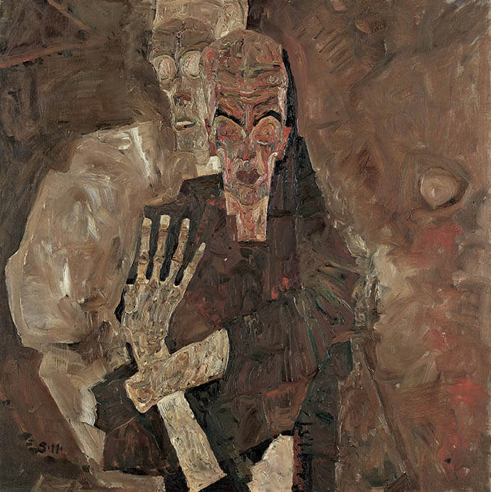 エゴン・シーレ 《自分を見つめる人II（死と男）》1911年　油彩／カンヴァス　レオポルド美術館蔵　Leopold Museum, Vienna