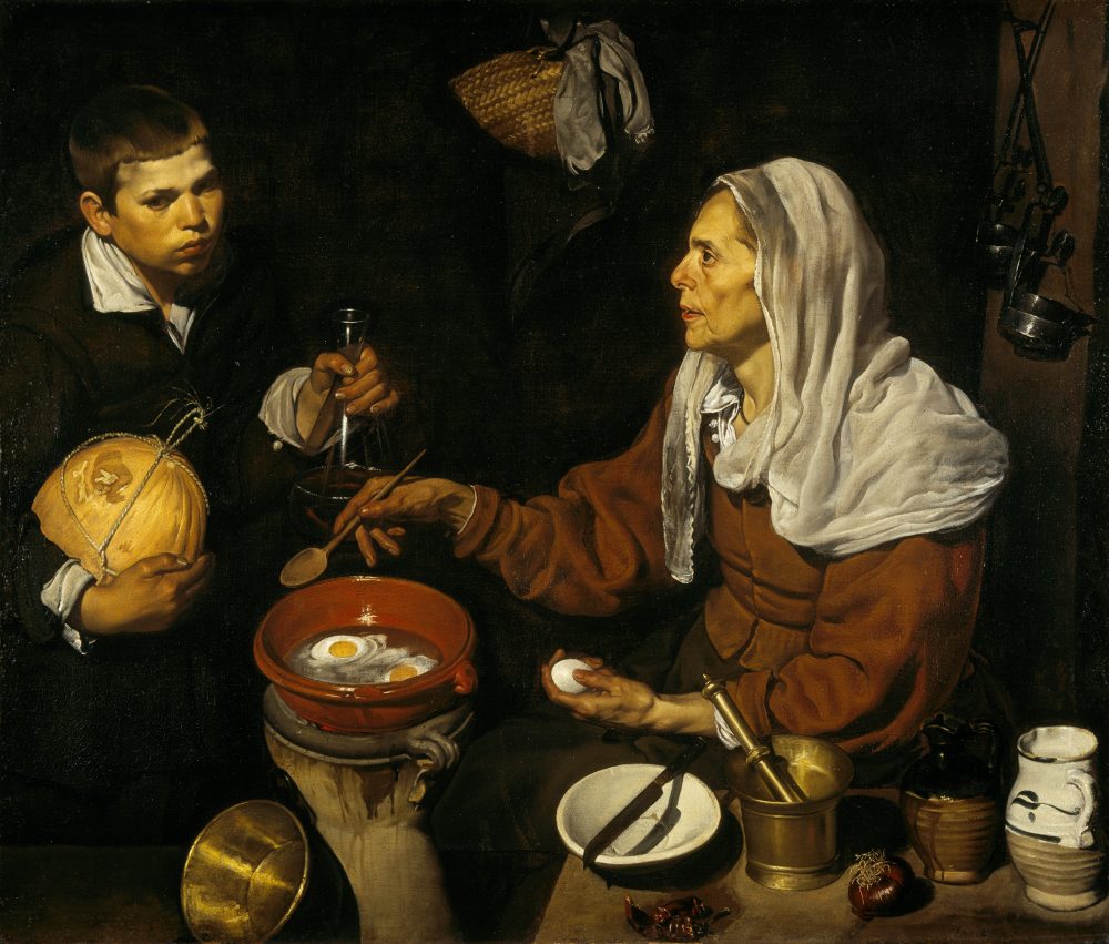 ディエゴ・ベラスケス《卵を料理する老婆》 1618年　油彩・カンヴァス　100.5×119.5cm