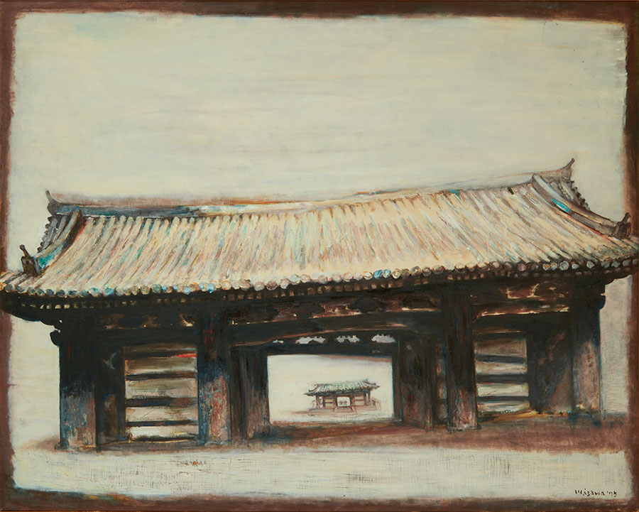 井澤元一《三十三間堂　南大門》1975年、油彩・キャンバス、 京都府（京都文化博物館管理）