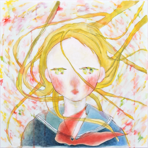 内田恵 「狂う春」 キャンバス、アクリルガッシュ 60×60cm