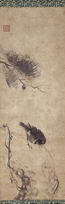 伝　牧谿 《松樹叭々鳥図》 室町時代（15～16 世紀） 藤田美術館