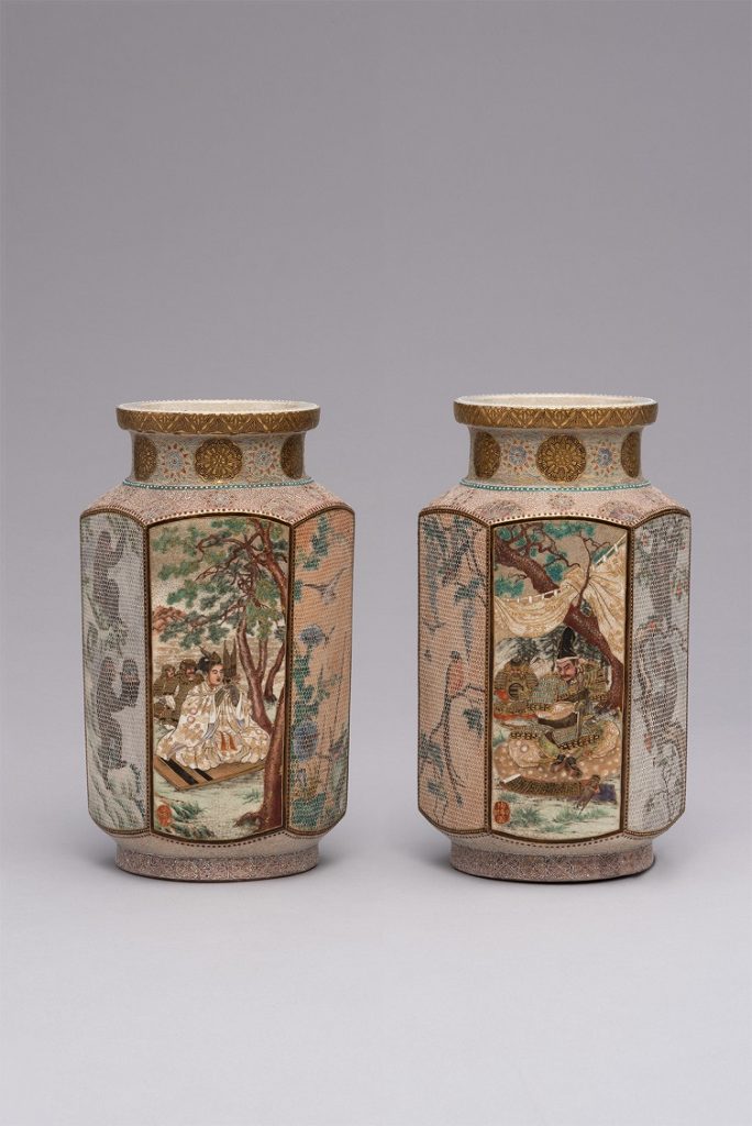 成瀬誠志《上絵金彩人物図花瓶》19世紀後期  陶磁