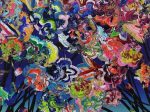 「Trimmed Bouquet(Blue Gradation x Pink)」 2022年 アクリル絵具、顔料インク、キャンバス 162 × 97 cm