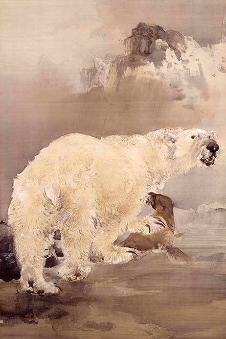 西村五雲 《白熊》 1907(明治40)年　絹本・彩色 山種美術館