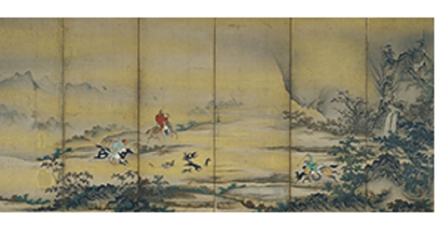 韃靼人狩猟図屏風　式部輝忠筆 6曲1双　紙本着色 日本・室町時代　16世紀 文化庁蔵