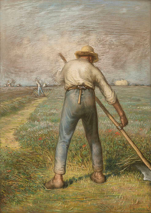 ジャン＝フランソワ・ミレー《刈り入れ》1866-67年 パステル・カルトン　96.0×68.0 cm　ひろしま美術館