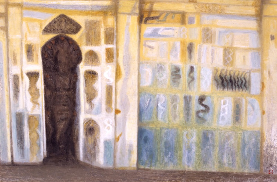 秋野不矩　≪廻廊の壁画≫　1986年