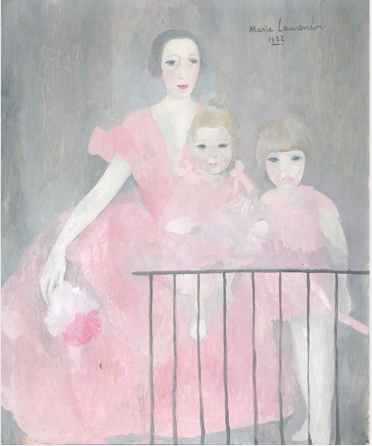 マリー・ローランサン　《ニコル・グルーと二人の娘、ブノワットとマリオン》 1922年　油彩/キャンヴァス　マリー・ローランサン美術館 © Musée Marie Laurencin

