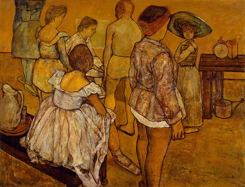古茂田守介《踊り子達》1946年、油彩・キャンバス、目黒区美術館蔵