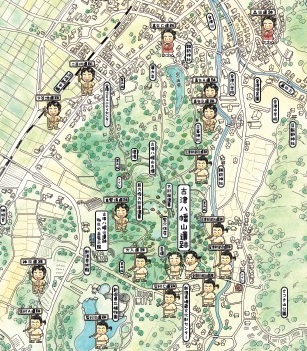 早川和子　古津八幡山遺跡周辺イラストマップ（部分）　2012　新潟市文化財センター提供