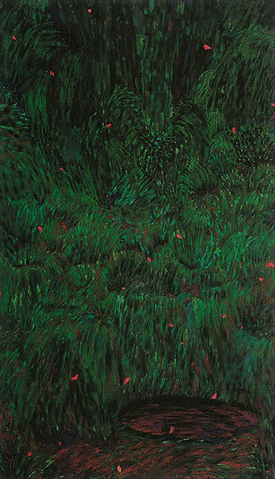 鈴木省三《森Ⅱ》1983年、油彩、オイルスティック・ゴムボード、目黒区美術館蔵