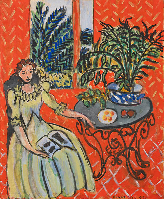 アンリ・マティス《赤い室内の緑衣の女》1947年 油彩・カンヴァス 72.7×60.4 cm ひろしま美術館