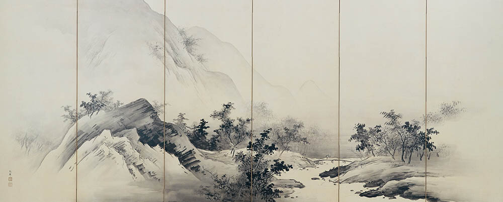 橋本雅邦《春秋山水》(左隻)　明治37年(1904)頃　泉屋博古館東京

