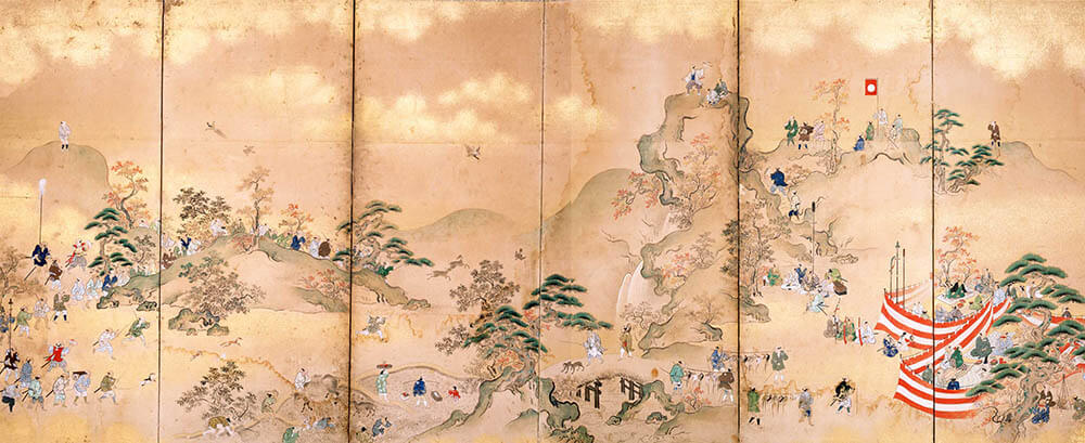 鷹図屏風　八曲一双の内　左隻　神谷晴真筆　江戸時代　19世紀　徳川美術館蔵
