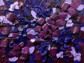 青木恵美子 「INFINITY Purple No.4」 6F アクリル絵の具、フィルム、キャンバス