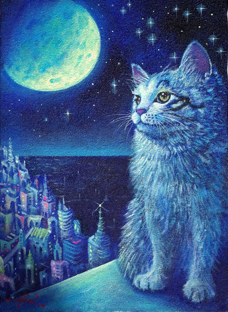 「Moonlight Cat」　 （油彩、F4号）