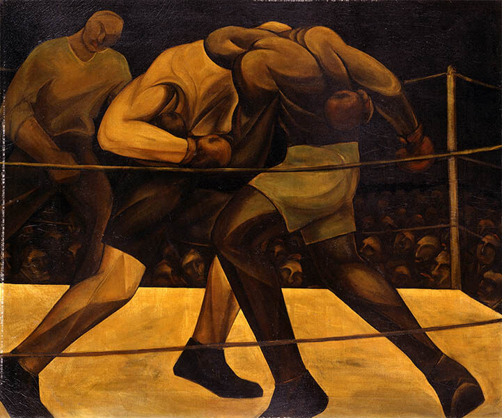 石垣栄太郎《拳闘》1925（大正 14）油彩、キャンバス　和歌山県立近代美術館蔵