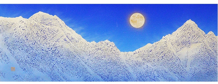 「白銀・ヒマラヤの月」 サイズ：24.3×66.8cm  スケールを感じ取るために現地へ赴いて取材を行っています。