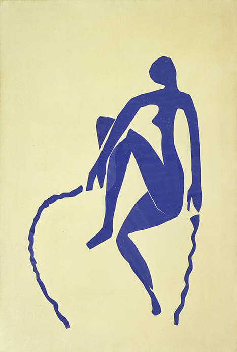 アンリ・マティス《縄跳びをする青い裸婦》1952年　切り紙、紙の支持体　145x98cm　ベルリン国立ベルクグリューン美術館
© Museum Berggruen – Nationalgalerie, SMB / bpk / Jens Ziehe