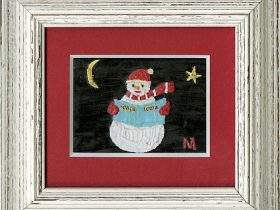 「CHRISTMAS NIGHTⅠ」 貼り絵 14 × 15.5 cm（額装サイズ）