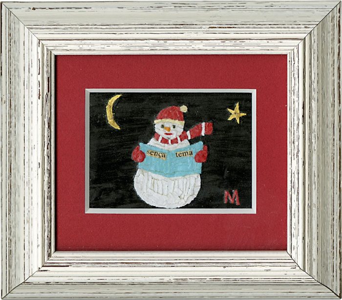 「CHRISTMAS NIGHTⅣ」 貼り絵 14 × 15.5 cm（額装サイズ）