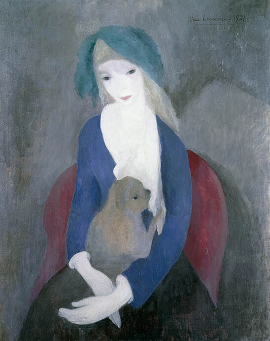 マリー・ローランサン《犬を抱く少女》1921年、服部コレクション

