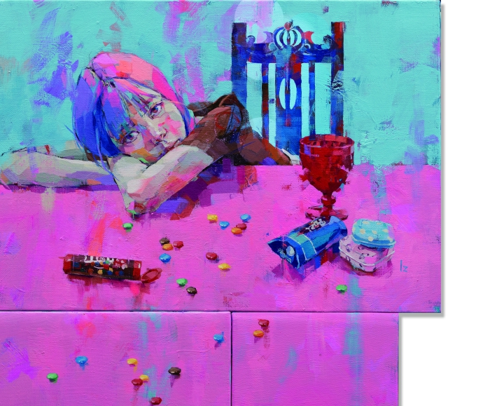 「マーブル逃避-少女S」 79×72㎝ 油彩　キャンバス