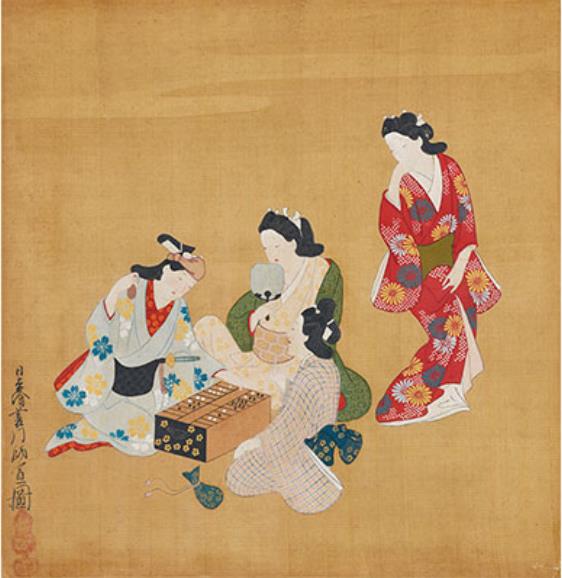 遊楽人物図貼付屏風（部分）　菱川師宣

江戸時代　出光美術館
