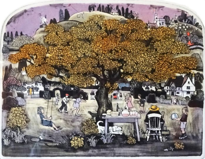 「グランツ ハット」手彩色・銅版画　20.5×26.5㎝