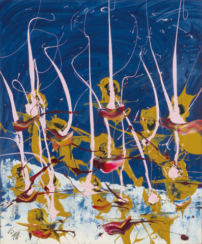 白髪一雄「諸仏舌相」1974年　73 x 60.6 cm　アルキド樹脂塗料・紙　奈良県立美術館蔵（大橋コレクション）