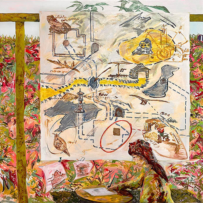 寺本明志《Patio－地図を書く人－》油彩、キャンバス　2022年