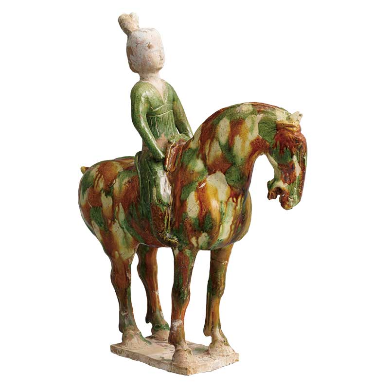 三彩騎馬女子さんさいきばじょし
8世紀、中国
展示会場：基本展示室「東アジアの動物文様」