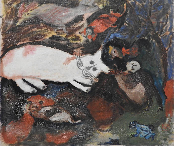 丸木スマ《白い猫》 昭和30年(1955)

