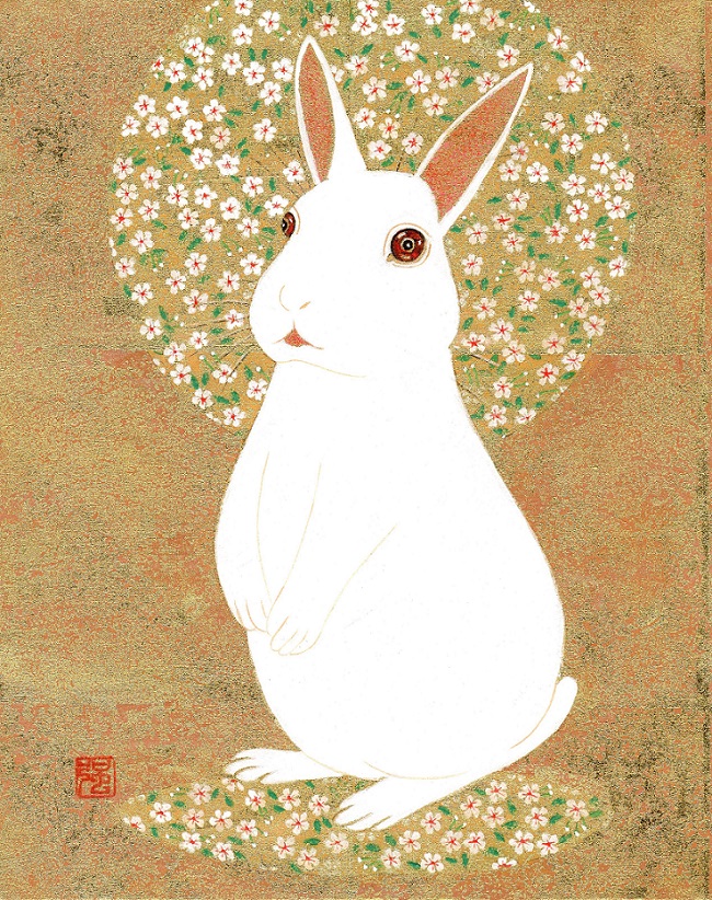 「笑うウサギ」
（紙本彩色、F3号）