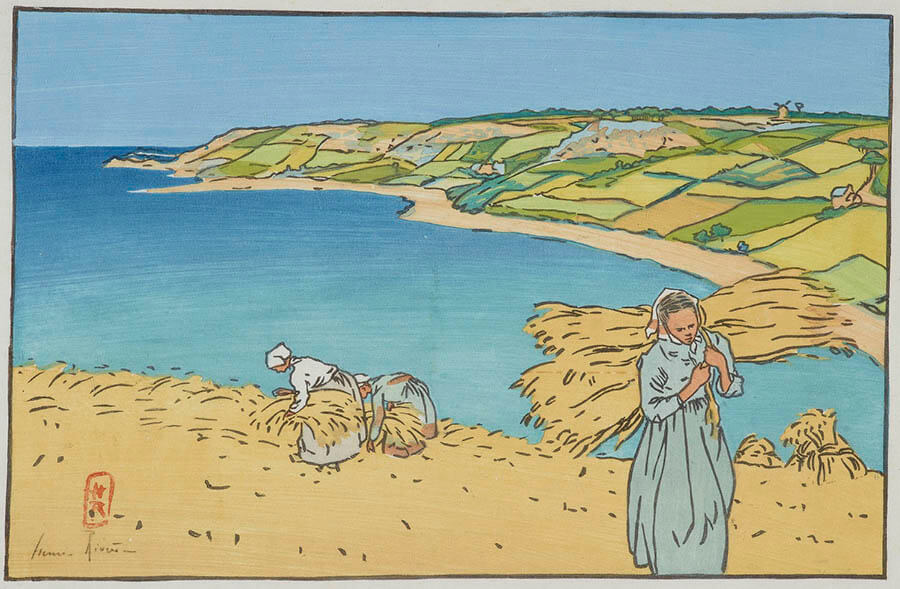 アンリ・リヴィエール 《連作「ブルターニュ風景」より：《ロネイ湾（ロギヴィ）》 1891年　多色刷り木版　 226x349mm　国立西洋美術館