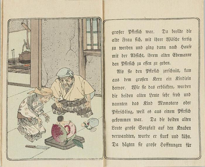 長谷川武次郎発行『日本昔噺ドイツ語版（ちりめん本）』1885-89年刊
※会期中にページ替えを行います