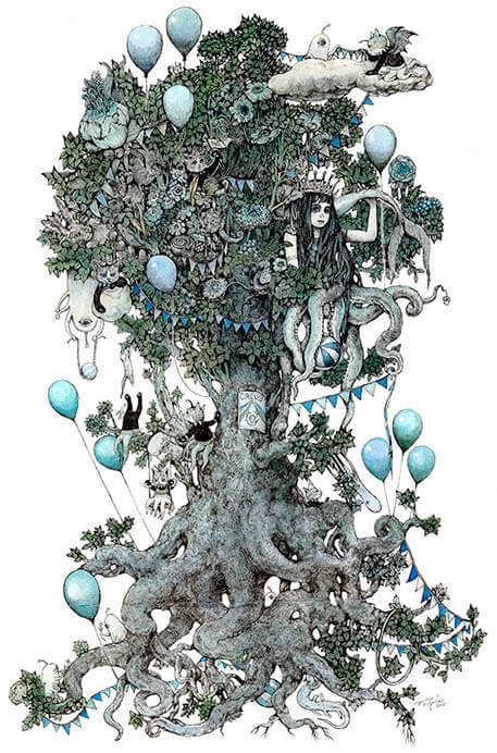 長野会場描きおろし作品 《CIRCUS TREE》 2021年 ©Yuko Higuchi

