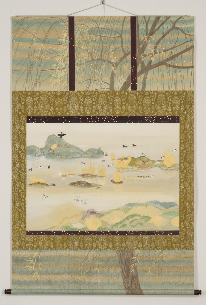 「木曽川鴨図」
189×126cm　絵絹、岩絵具、金箔