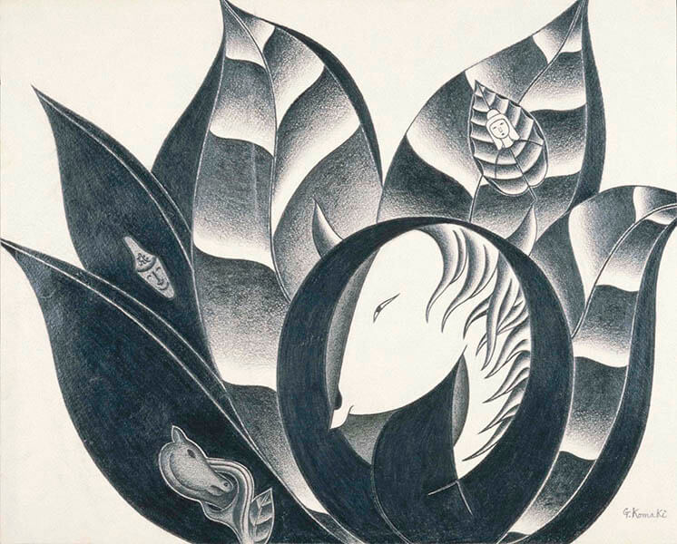 《オシラ神図（2）》1948 年, 鉛筆 / 紙, 市立伊丹ミュージアム蔵
