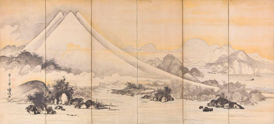 富士三保図屏風　曾我蕭白筆　江戸時代　18世紀　MIHO MUSEUM蔵